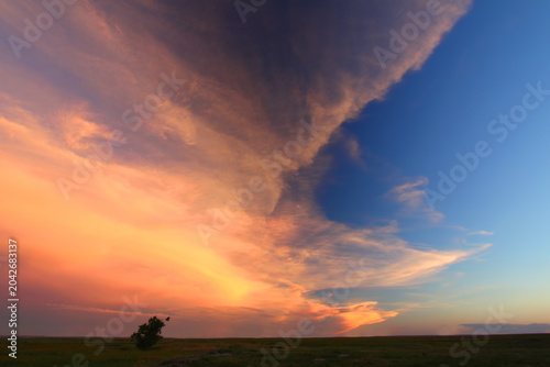 Summer senset over Buffalo Gap National Grassland of South Dakota