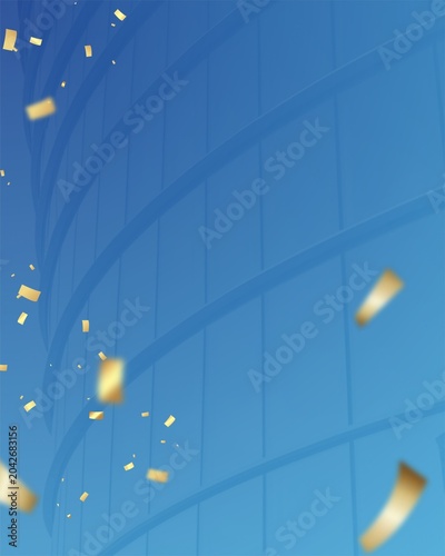 Cuadro en lienzo Business celebration background with golden confetti falling over abstract blue