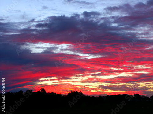 Beautiful pink and purple colors of sunset over Victoria Australia