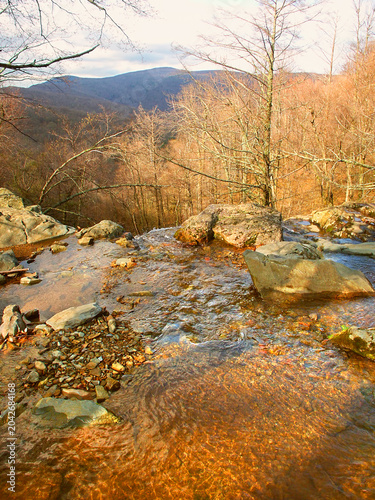 Landscape of Shenandoah National Park in Virginia seen from Dark Hollow Falls