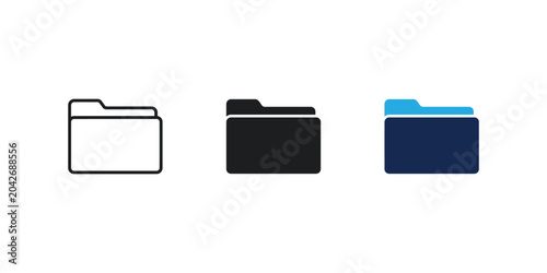 Tableau sur toile Folder icons set, File organization symbols, Document tab