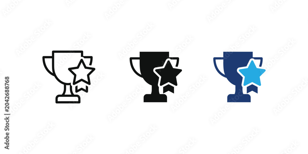 Fototapeta premium Trophy icons with star award symbols, Vector graphics, Achievement and success concepts. vector illustration