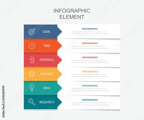Business infographic template. Flat simple infographics design template. presentation graph. Business concept with numbers 6 options or steps vector illustration.