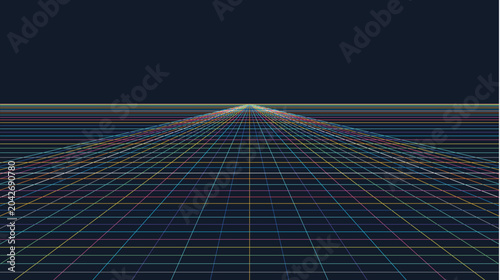 Futuristic Digital Grid Perspective View