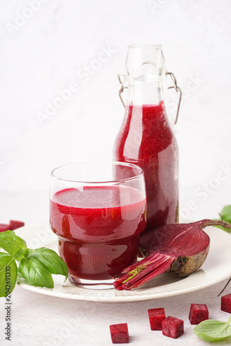 Glass and bottle of fresh b...