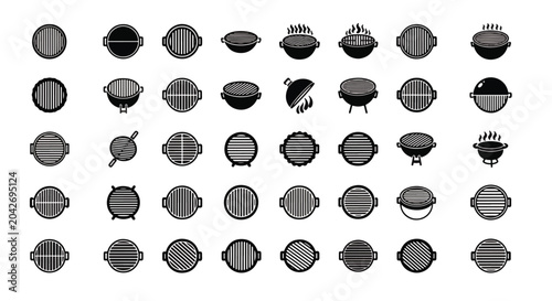 Collection of Barbecue Grill Icons and Symbols.