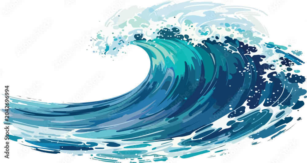 Φωτογραφία Stylized ocean wave with white sea foam isolated on white background