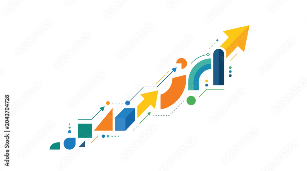 Fototapeta premium Arrows show consistent business growth.