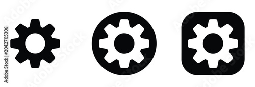 Bild auf Leinwand Settings gear icon set featuring cogwheel symbols for configuration, system control, preferences management, and application interface design