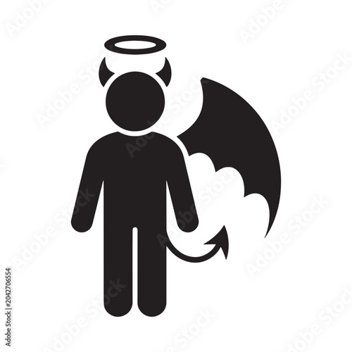 Fotografía angel devil silhouette on white background halo