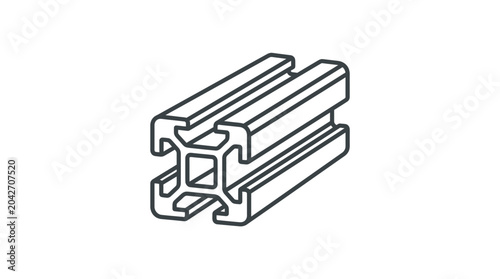 Фотография Isometric line art of T-slot aluminum extrusion profile.