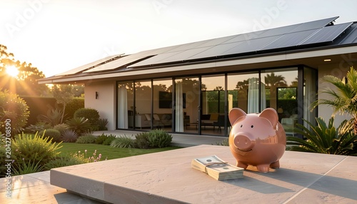 Sustainable Solar Energy House with Rooftop Panels and Financial Savings
