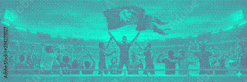 Quadro su tela Soccer Football Stadium Fans Cheering icon collections.