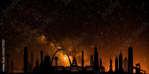 space and universe. the silhouette of the milky way. the concept of a science.