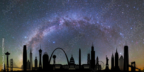 space and universe. the silhouette of the milky way. the concept of a science.
