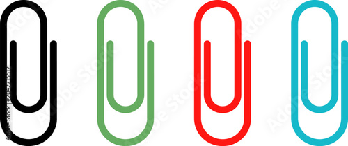 Fotografía Colorful paper clips in black green red and blue for office supplies and organiz