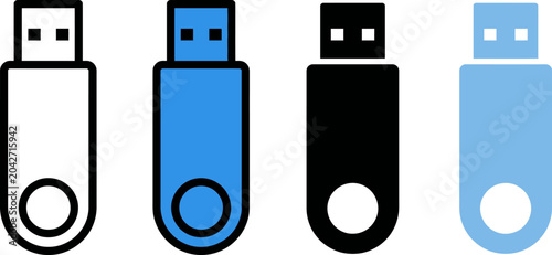 Fotografie Four different colored usb flash drives side by side
