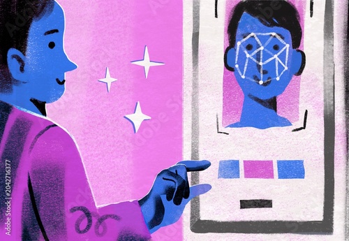 Facial Recognition Payment – Advanced Biometric Technology Concept