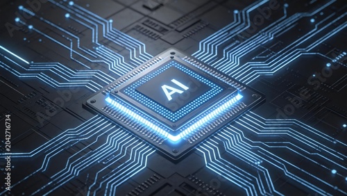 Luminous AI chip processor technology concept
