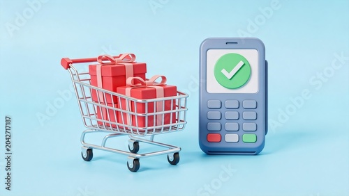Online consumption shopping, POS machines and shopping carts
