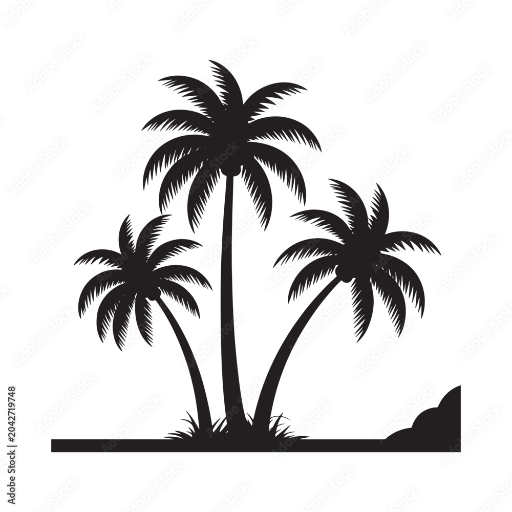 Fototapeta premium palm trees silhouette on white background tropical