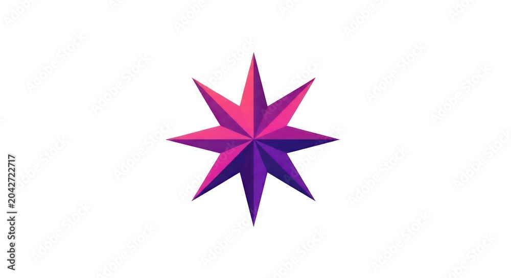 Obraz premium Vibrant pink and purple gradient eight pointed star