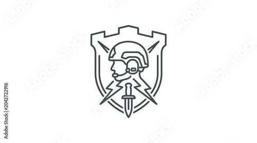 Cuadro en lienzo Special forces shield emblem with soldier and lightning bolt.