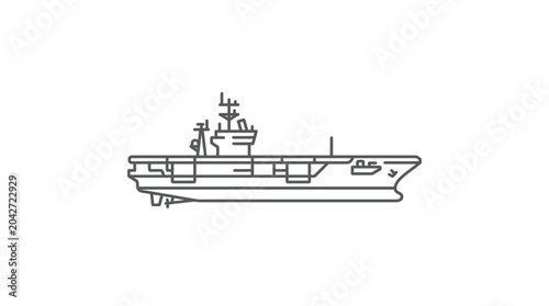 Bild auf Leinwand Minimalist line art profile of a naval aircraft carrier.