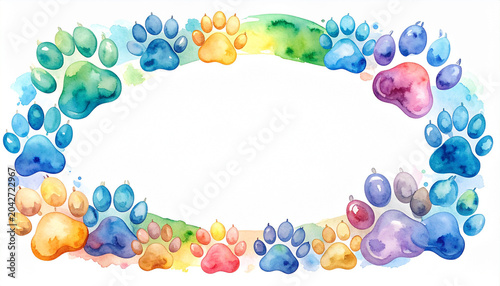 Bright Watercolor Paw Prints