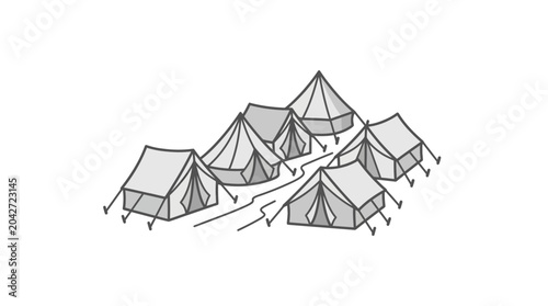 Foto Clustered military tent camp vector icon