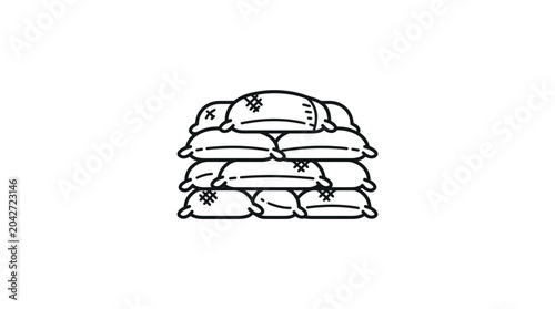 Quadro su tela Stack of military sandbags fortification icon