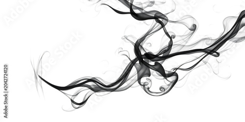 Intertwined black ink swirls and crossing smoke lines abstract design element on white background with intertwined crossing abstract background isolated artistic contrast cigarette