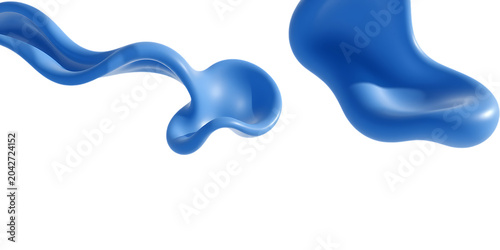 Принти на полотні Dynamic abstract blue liquid splash and fluid swirl isolated on white background