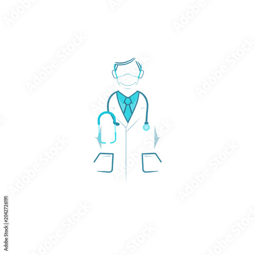 Minimalist doctor illustration featuring stethoscope and lab coat physician medicine healthcare stethoscope professional specialist clinical hospital consultation practitioner