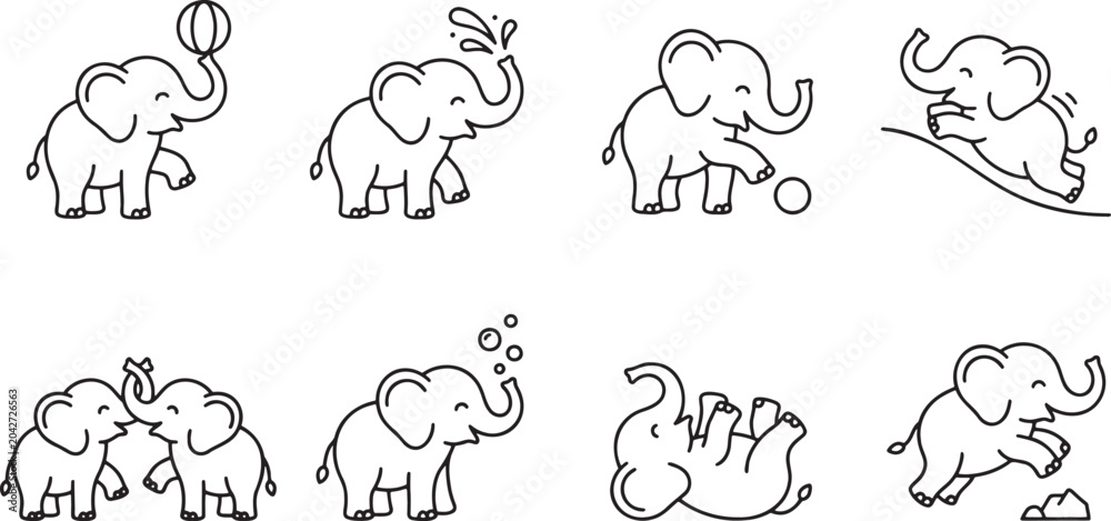 Obraz premium Elephant playing and baby elephant set