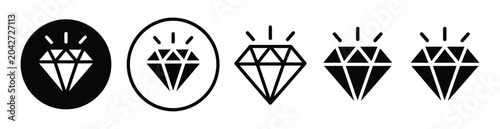 Diamond icon set featuring gemstone symbols for luxury jewelry, premium branding, elegance concepts, and precious stone vector illustration design.