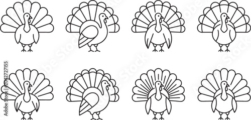 Konstfotografi Set of turkeys in various poses for holiday themes