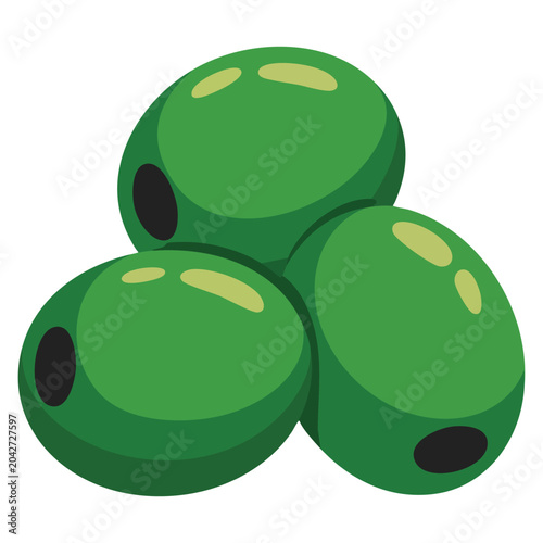 Fotografía Green olives isolated on white background in vector illustration style