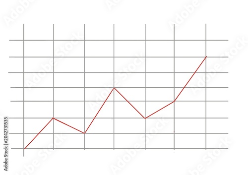 Fotografie Simple red line graph on clean grid background