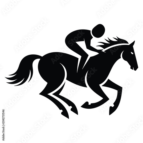 Schilderij op canvas Horse racing icon in black style isolated on white background