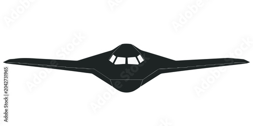 Cuadro en lienzo Stealth bomber airplane silhouette military aircraft flying wing vector icon