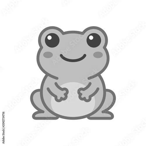 Foto Adorable big-eyed cartoon frog character with tiny hands.