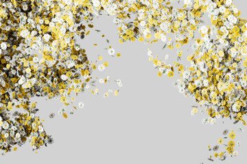 Top Floral Border Yellow White Abstract Frame Design