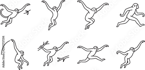 Canvas Print Monkey climbing and hanging set
