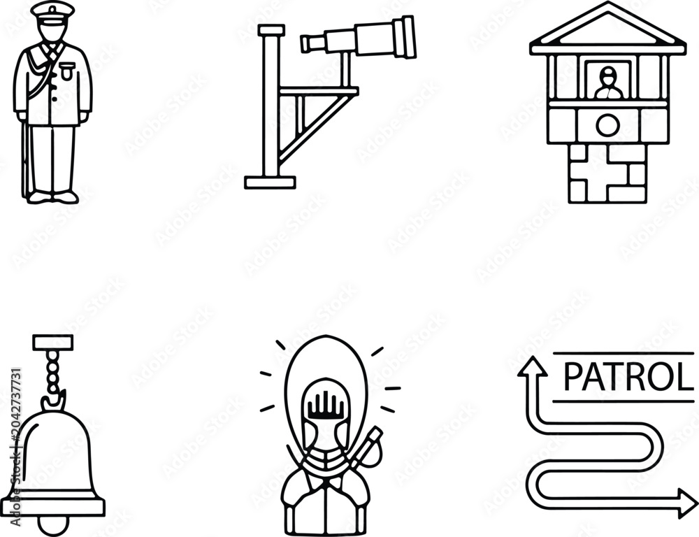 Naklejka premium Security and surveillance icons for safety and protection concepts