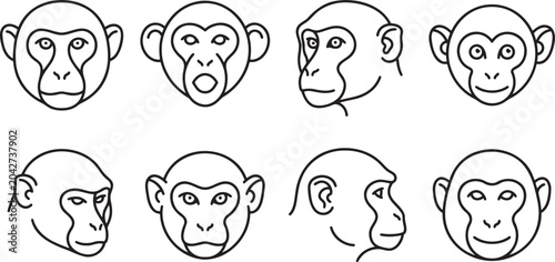 Tableau sur toile Monkey and primate face expression icons