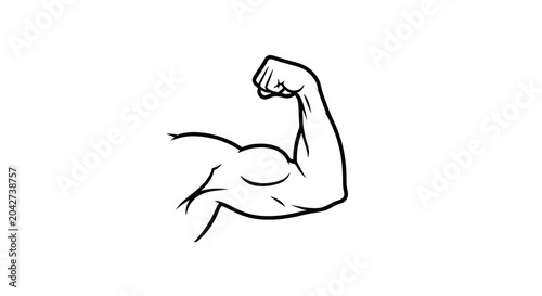 Simple black line art of a flexing muscular arm