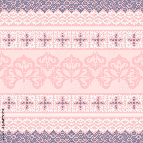 Seamless Damask and Lace Pattern in Pink and Purple