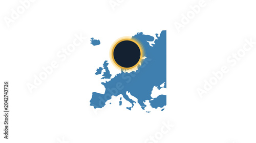 Konstfotografi Dark Circle Over Europe Map Illustration