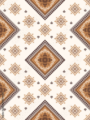 Seamless Geometric Pattern with Ornate Diamond Shapes